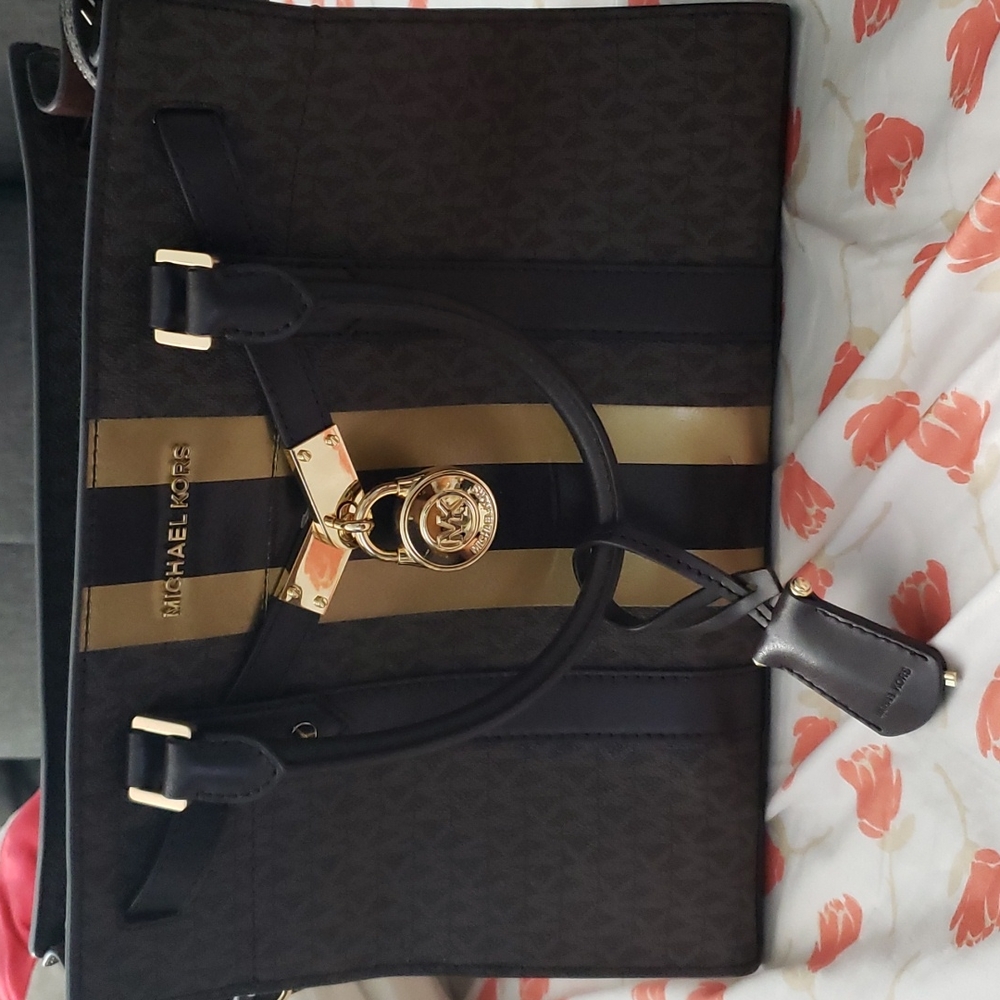 COPY - Michael Kors Nouveau Hamilton Large Satchel. Brown/Gold. Brand New.